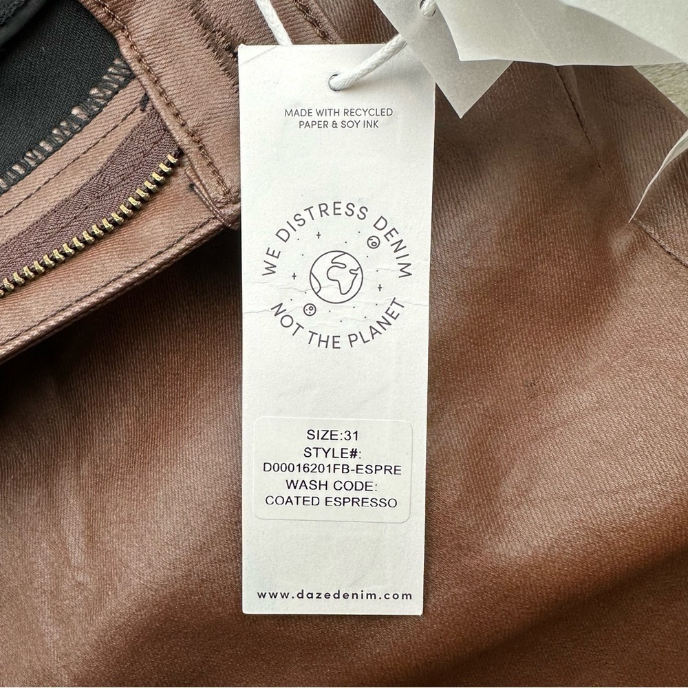 DAZE Sundaze coated jeans women’s size 31 high waisted, coated espresso NWT - Picture 11 of 16